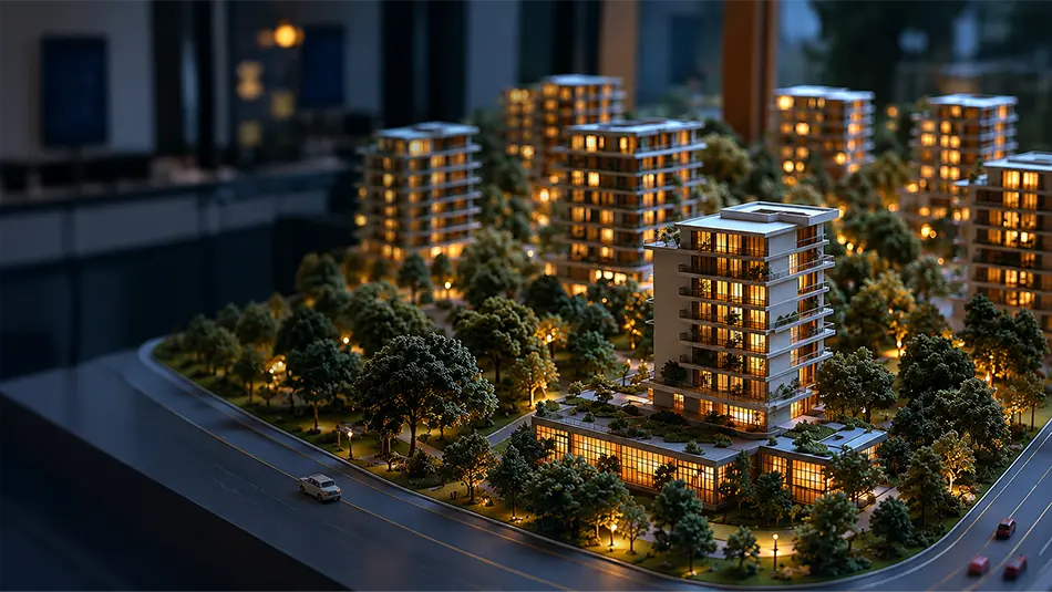 Detailed architectural scale model